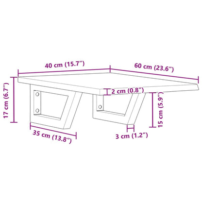 Basin Shelf Wall Mounted Steel and Solid Wood Oak