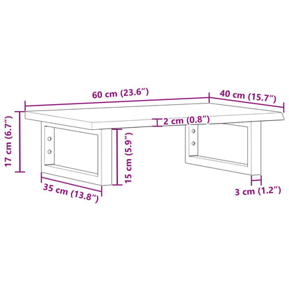 Basin Shelf Wall Mounted Steel and Solid Wood Oak