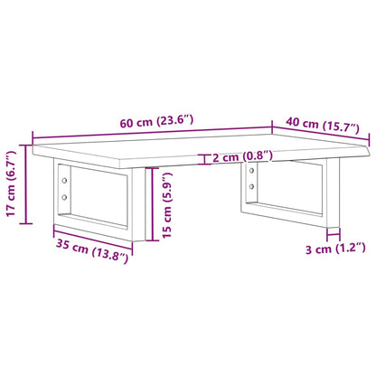 Basin Shelf Wall Mounted Steel and Solid Wood Oak
