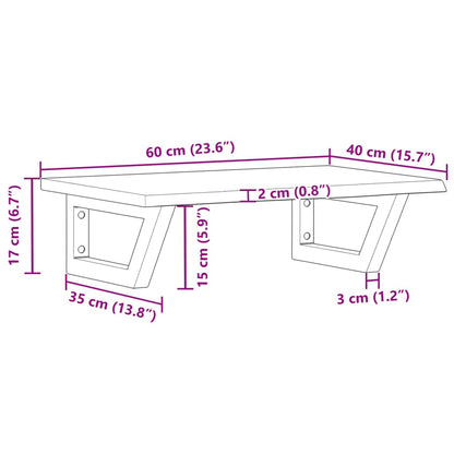 Basin Shelf Wall Mounted Steel and Solid Wood Oak