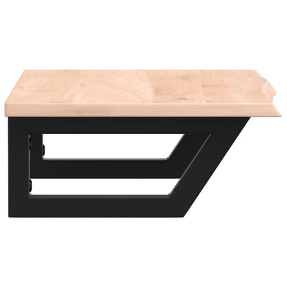 Basin Shelf Wall Mounted Steel and Solid Wood Oak