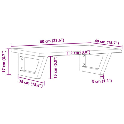 Basin Shelf Wall Mounted Steel and Solid Wood Oak