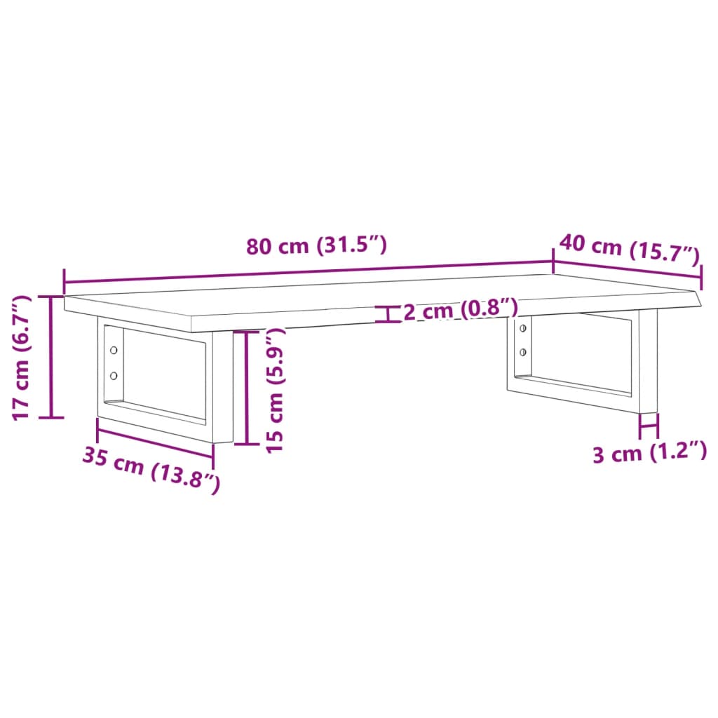 Basin Shelf Wall Mounted Steel and Solid Wood Oak