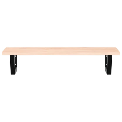 Basin Shelf Wall Mounted Steel and Solid Wood Oak