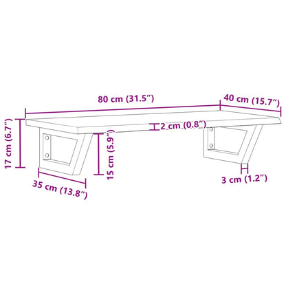 Basin Shelf Wall Mounted Steel and Solid Wood Oak