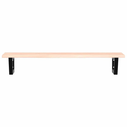 Basin Shelf Wall Mounted Steel and Solid Wood Oak