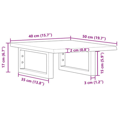 Basin Shelf Wall Mounted Steel and Solid Wood Oak