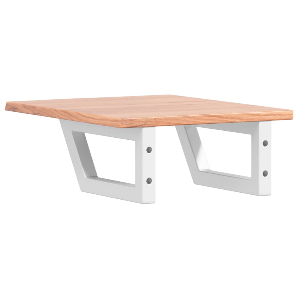 Basin Shelf Wall Mounted Steel and Solid Wood Oak