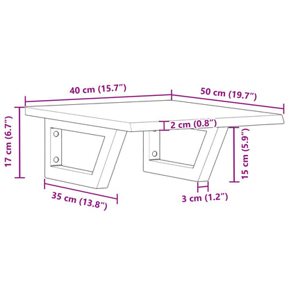 Basin Shelf Wall Mounted Steel and Solid Wood Oak
