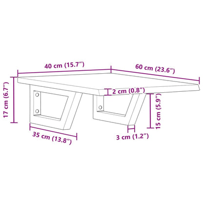 Basin Shelf Wall Mounted Steel and Solid Wood Oak