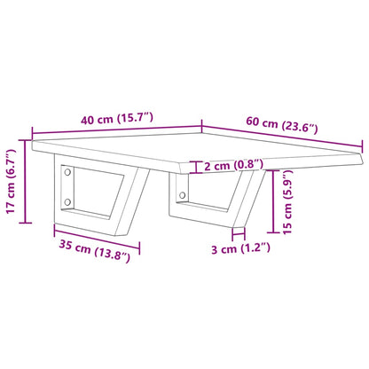 Basin Shelf Wall Mounted Steel and Solid Wood Oak