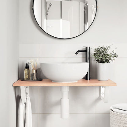 Basin Shelf Wall Mounted Steel and Solid Wood Oak