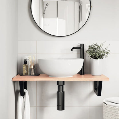 Basin Shelf Wall Mounted Steel and Solid Wood Oak