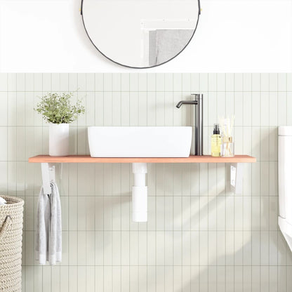 Basin Shelf Wall Mounted Steel and Solid Wood Oak