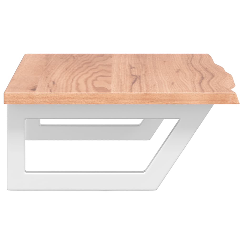 Basin Shelf Wall Mounted Steel and Solid Wood Oak