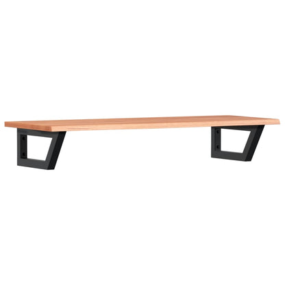 Basin Shelf Wall Mounted Steel and Solid Wood Oak