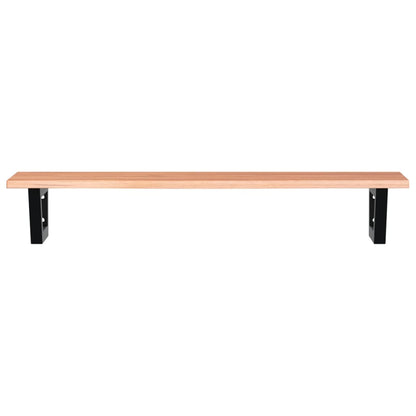 Basin Shelf Wall Mounted Steel and Solid Wood Oak