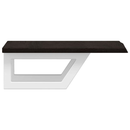 Basin Shelf Wall Mounted Steel and Solid Wood Oak