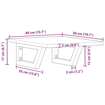 Basin Shelf Wall Mounted Steel and Solid Wood Oak