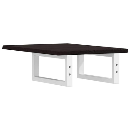 Basin Shelf Wall Mounted Steel and Solid Wood Oak