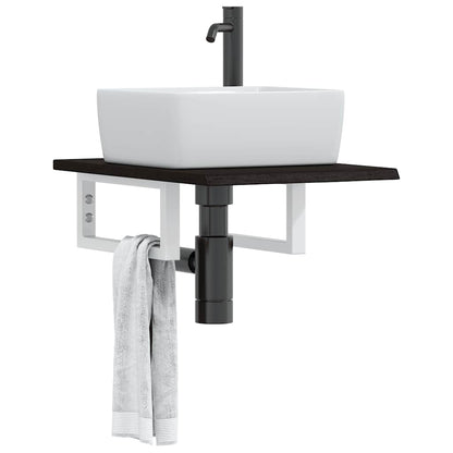 Basin Shelf Wall Mounted Steel and Solid Wood Oak