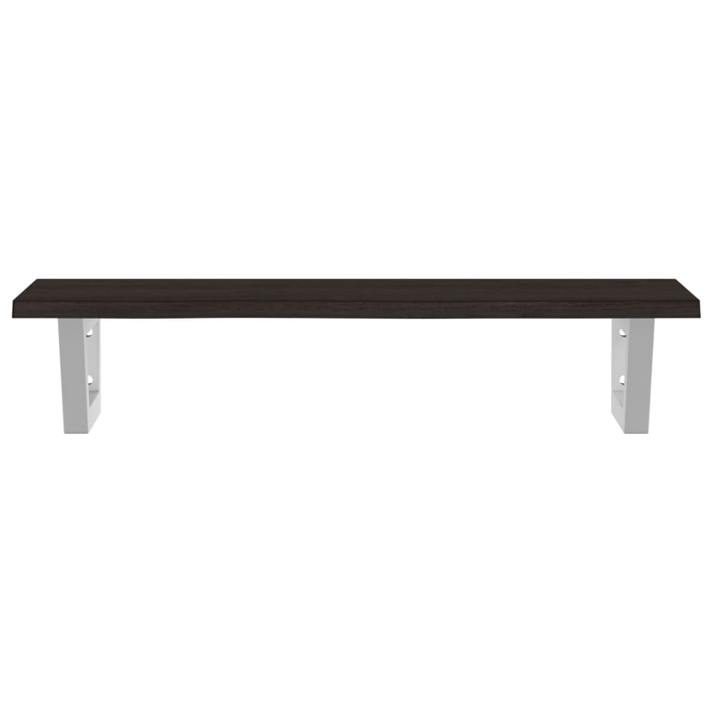Basin Shelf Wall Mounted Steel and Solid Wood Oak