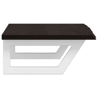 Basin Shelf Wall Mounted Steel and Solid Wood Oak