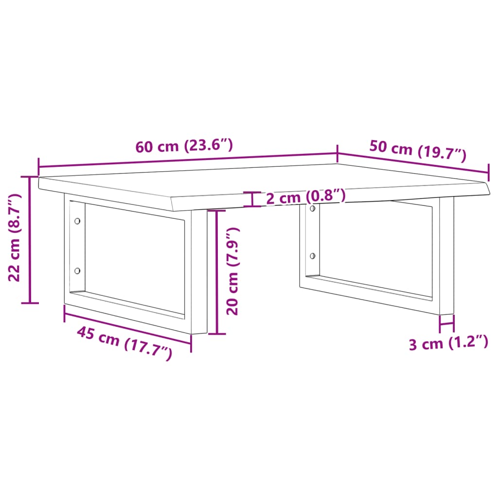 Basin Shelf Wall Mounted Steel and Solid Wood Oak