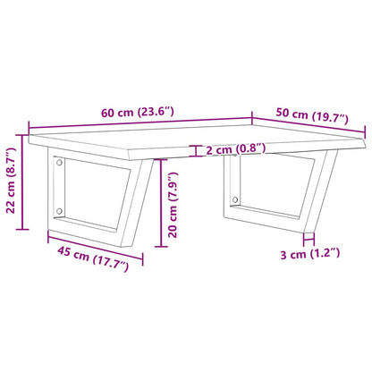 Basin Shelf Wall Mounted Steel and Solid Wood Oak