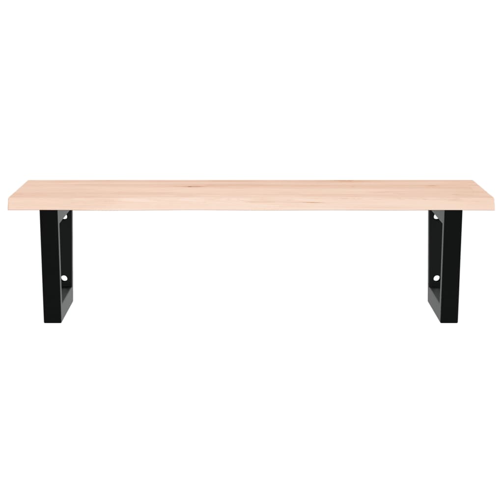 Basin Shelf Wall Mounted Steel and Solid Wood Oak