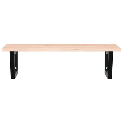 Basin Shelf Wall Mounted Steel and Solid Wood Oak