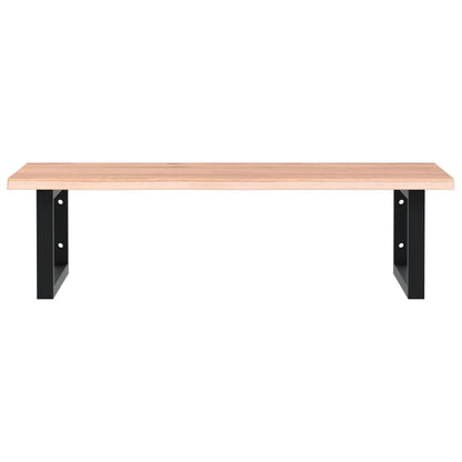 Basin Shelf Wall Mounted Steel and Solid Wood Oak