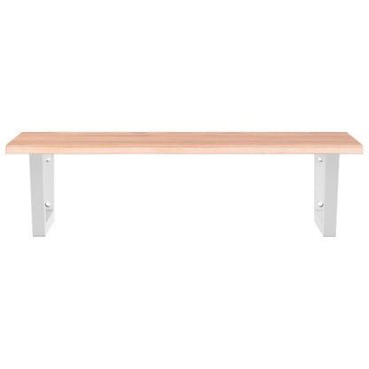 Basin Shelf Wall Mounted Steel and Solid Wood Oak