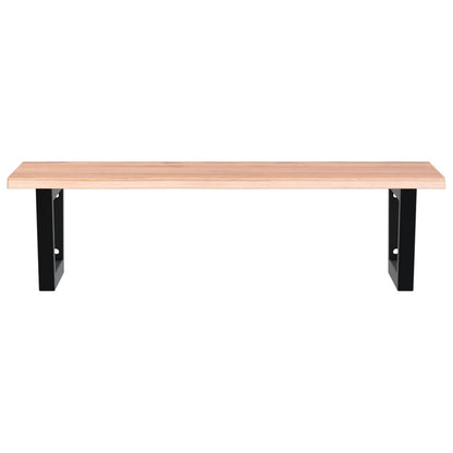 Basin Shelf Wall Mounted Steel and Solid Wood Oak