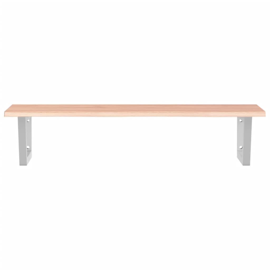 Basin Shelf Wall Mounted Steel and Solid Wood Oak