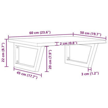 Basin Shelf Wall Mounted Steel and Solid Wood Oak