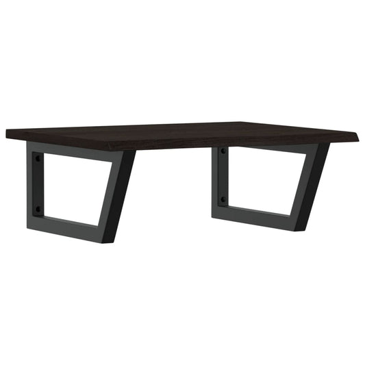 Basin Shelf Wall Mounted Steel and Solid Wood Oak