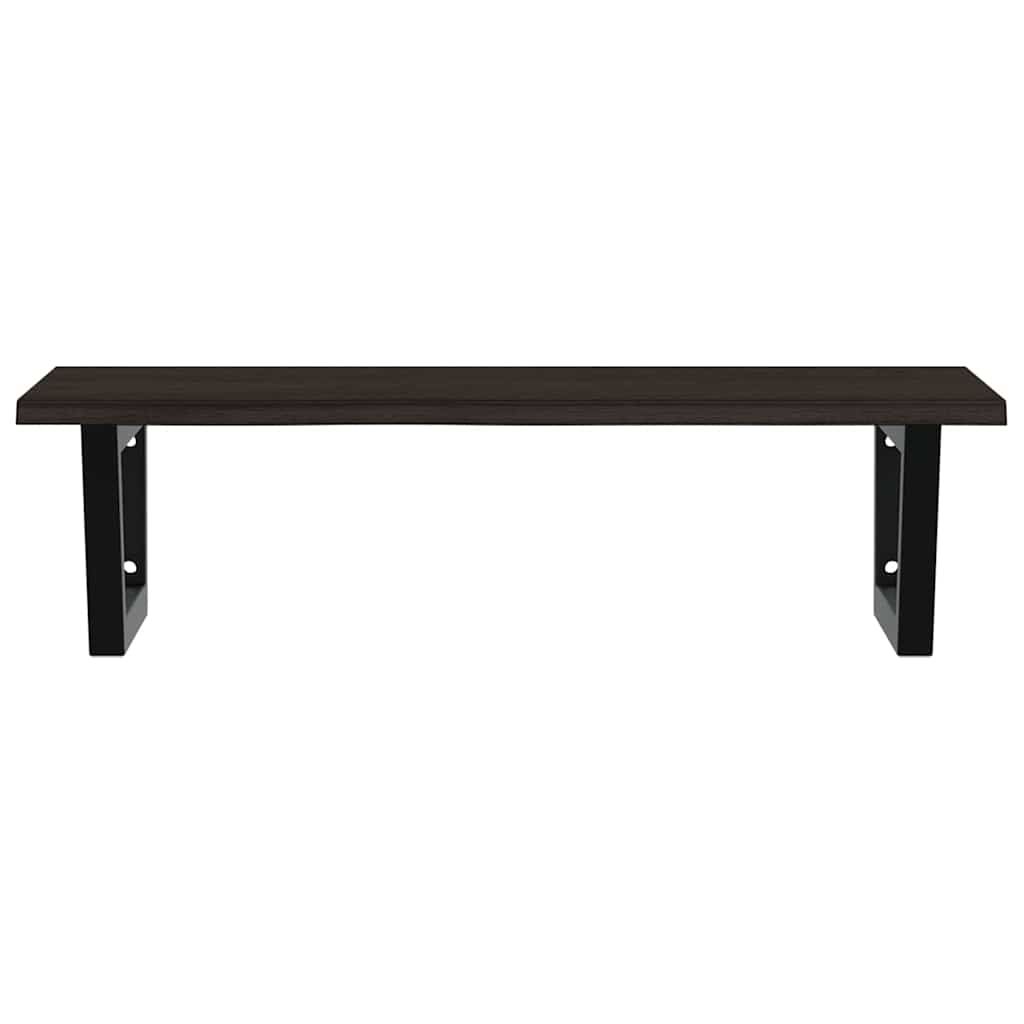 Basin Shelf Wall Mounted Steel and Solid Wood Oak