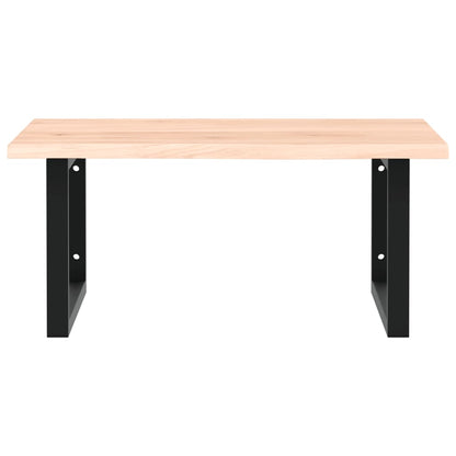 Basin Shelf Wall Mounted Steel and Solid Wood Oak