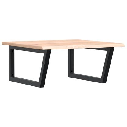 Basin Shelf Wall Mounted Steel and Solid Wood Oak