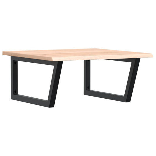 Basin Shelf Wall Mounted Steel and Solid Wood Oak