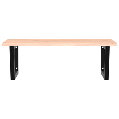 Basin Shelf Wall Mounted Steel and Solid Wood Oak