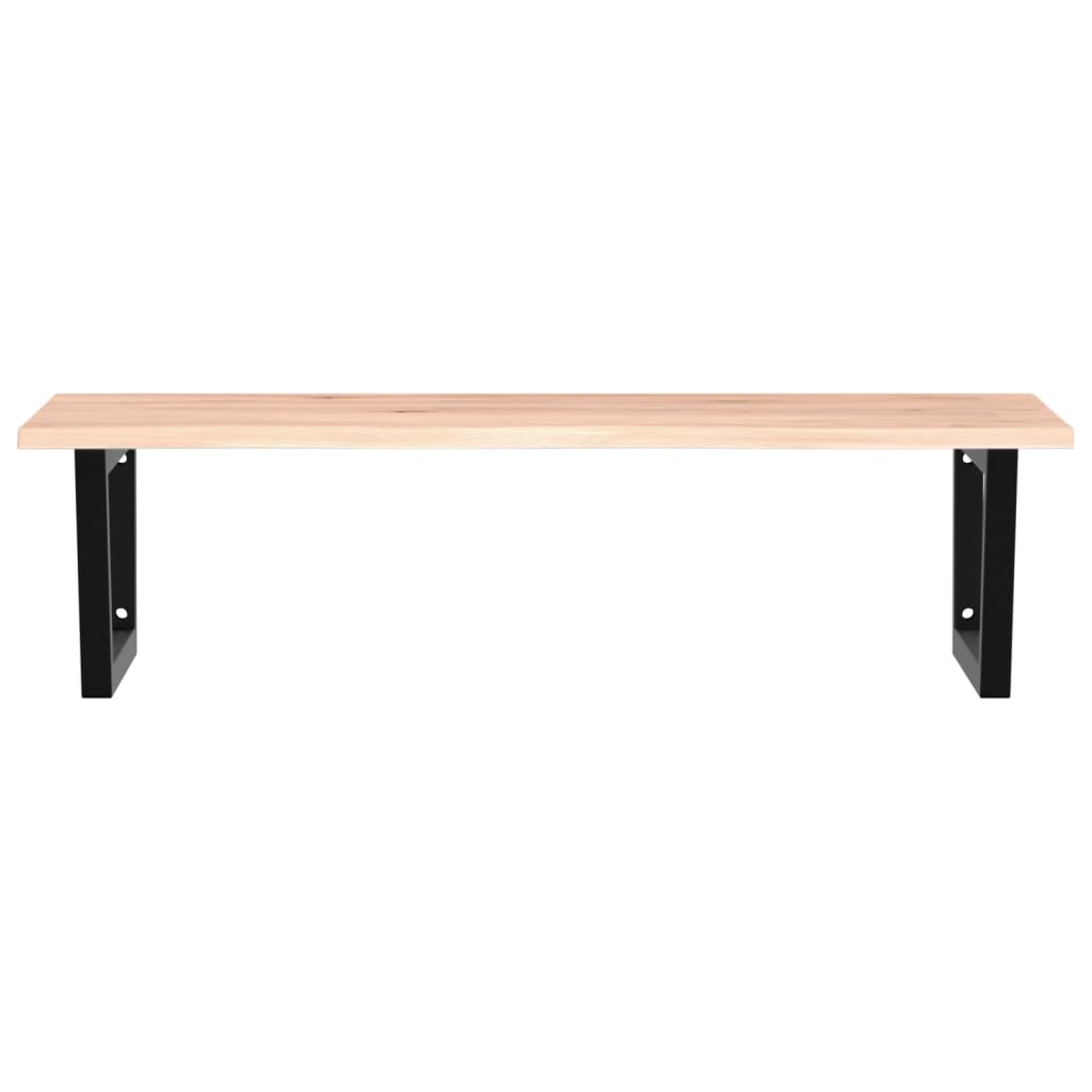 Basin Shelf Wall Mounted Steel and Solid Wood Oak