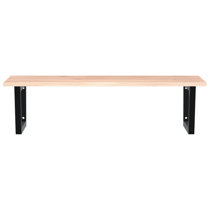 Basin Shelf Wall Mounted Steel and Solid Wood Oak