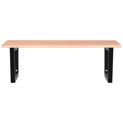 Basin Shelf Wall Mounted Steel and Solid Wood Oak