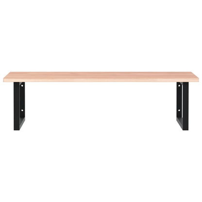 Basin Shelf Wall Mounted Steel and Solid Wood Oak