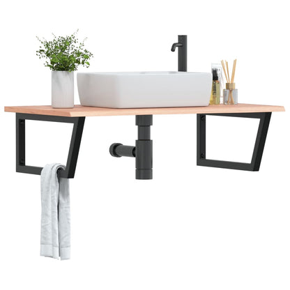 Basin Shelf Wall Mounted Steel and Solid Wood Oak