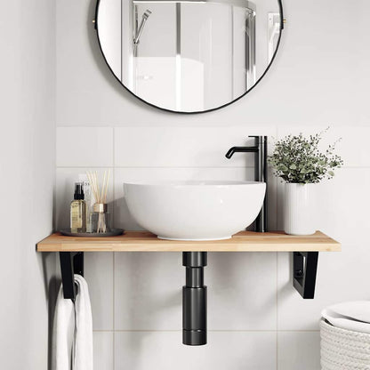 Basin Shelf Wall Mounted Steel and Solid Wood Acacia