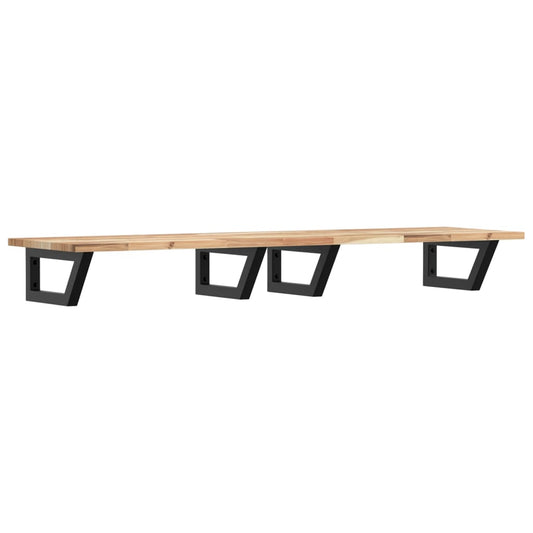 Basin Shelf Wall Mounted Steel and Solid Wood Acacia