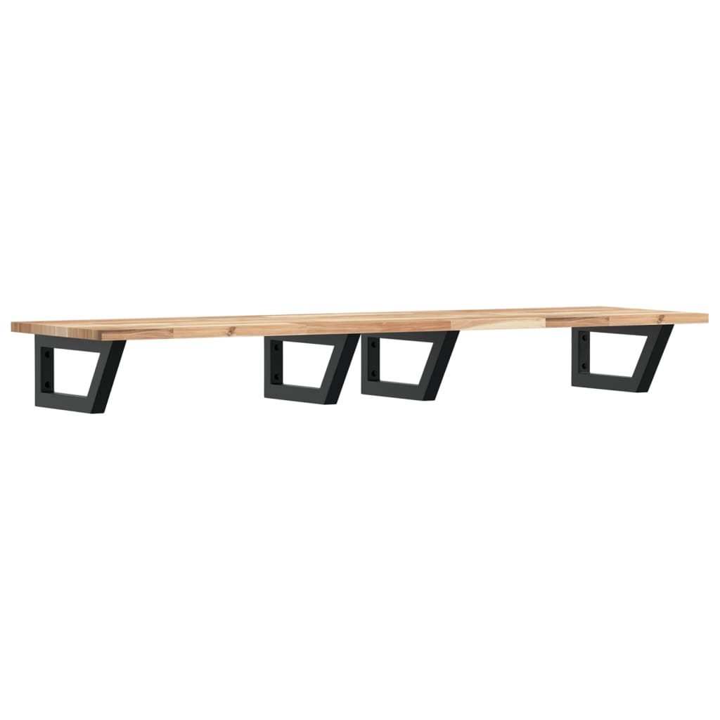 Basin Shelf Wall Mounted Steel and Solid Wood Acacia